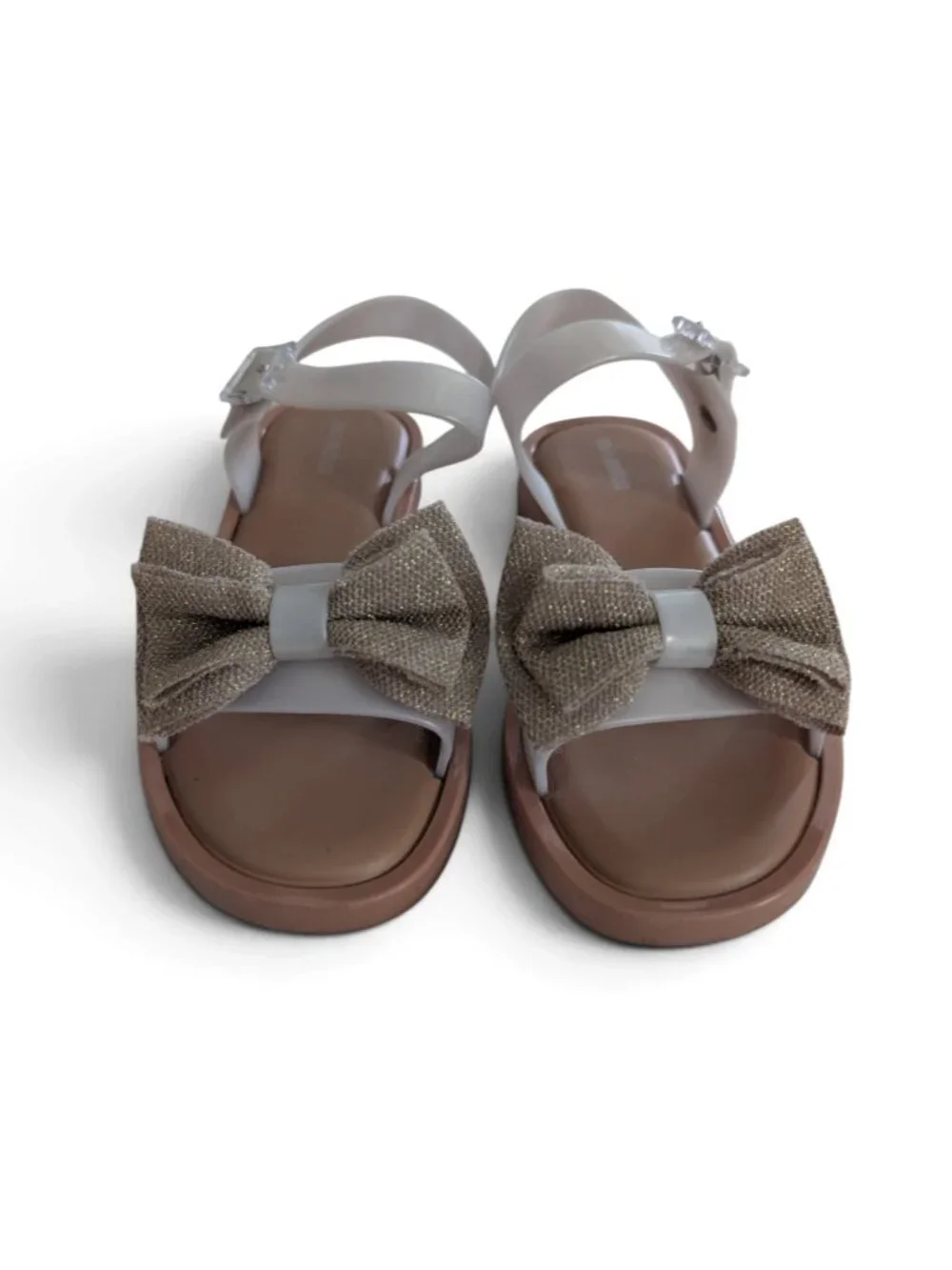 Mini Melissa Bow Jelly Sandals Girls Size 3 White EUC
